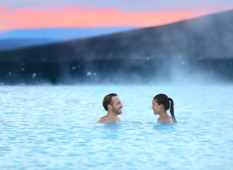 Iceland hot spring geothermal spa romantic couple